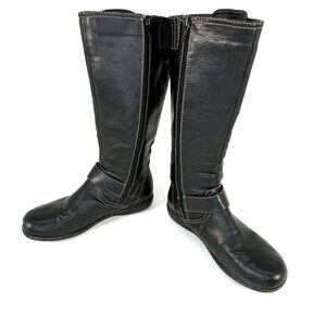 BOC Born Concept Martina II Black Leather Boots Womens 5 Riding Tall Side Zip